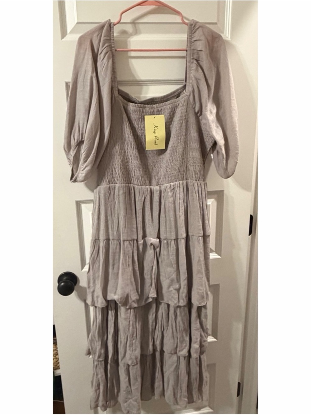 Oatmeal Smocked Tiered Maxi Dress